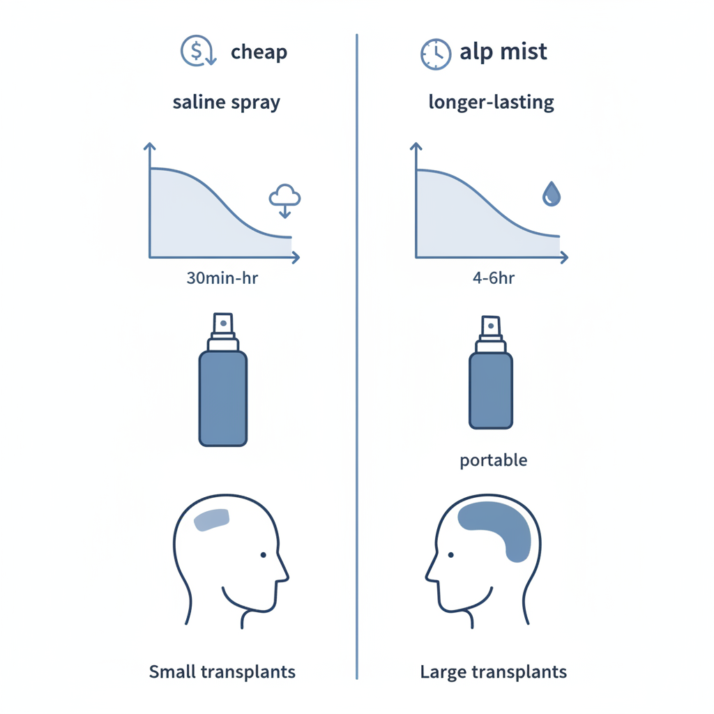 식염수 vs 두피 미스트 보습 비교 인포그래픽