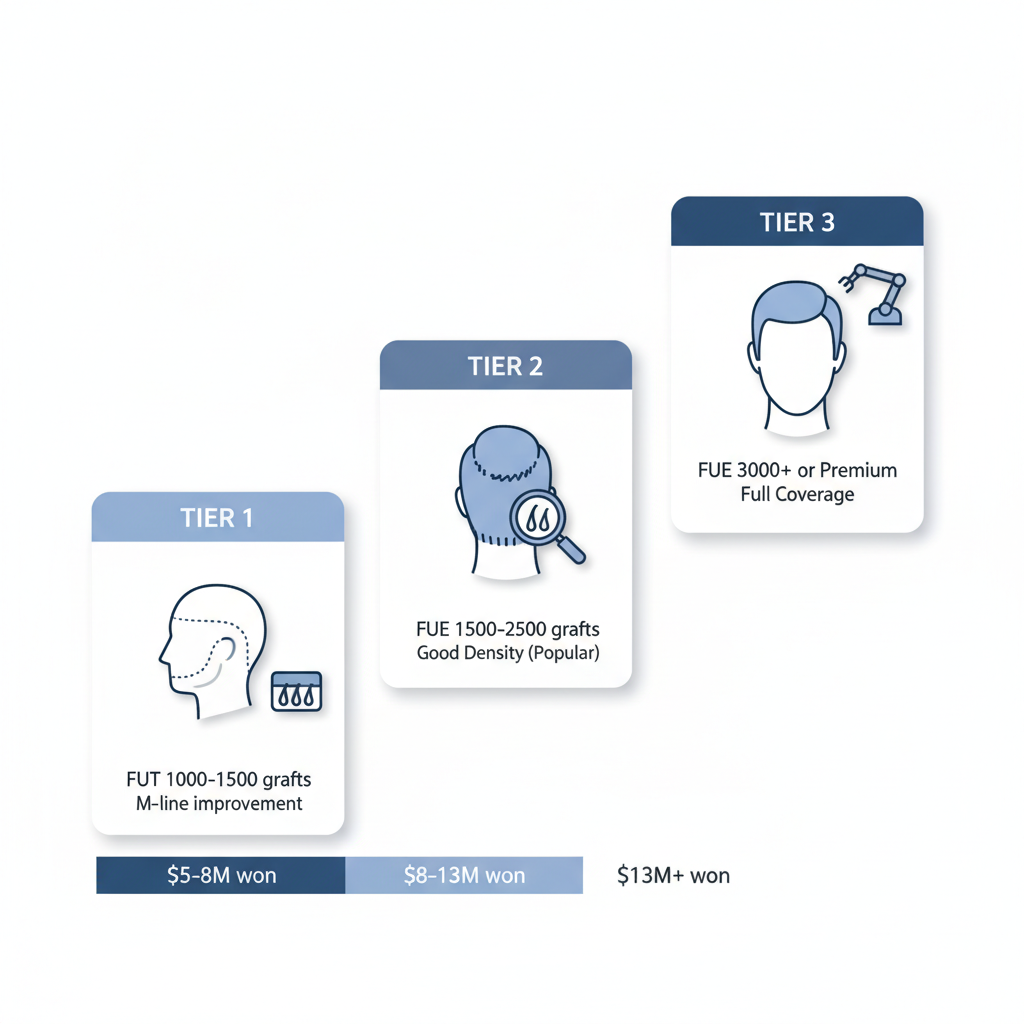 예산별 모발이식 선택 가이드 인포그래픽