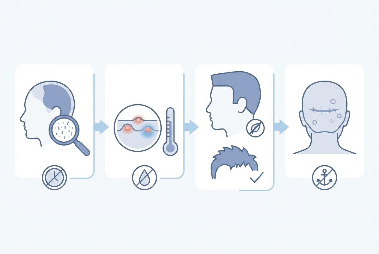 모발이식 실패 의심 신호 체크리스트 인포그래픽
