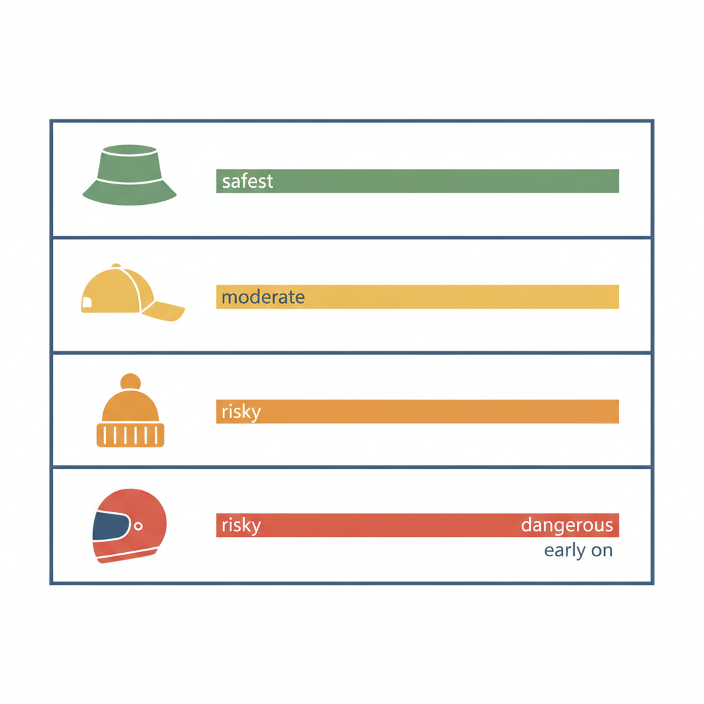 모자 종류별 안전도 비교 인포그래픽