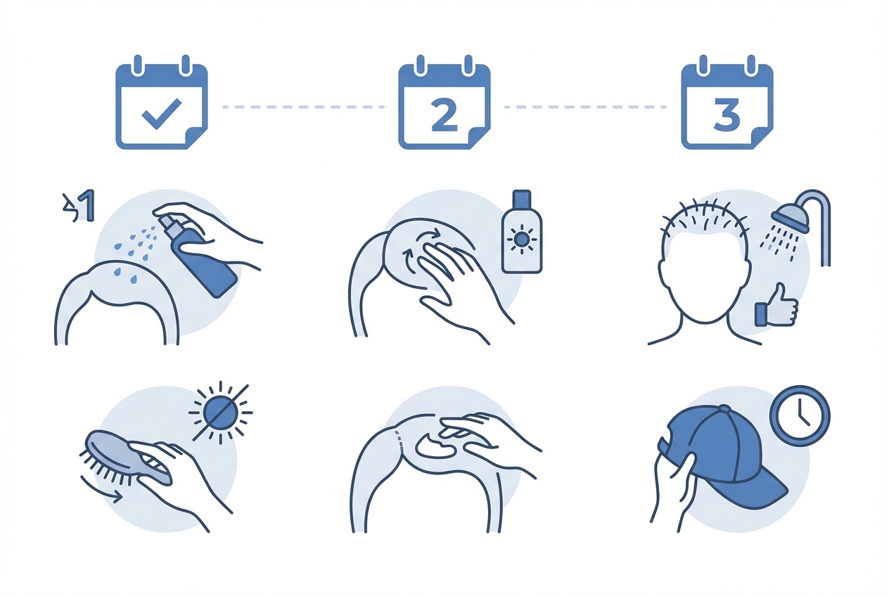 모발이식 1~3개월 두피 관리 체크리스트 인포그래픽