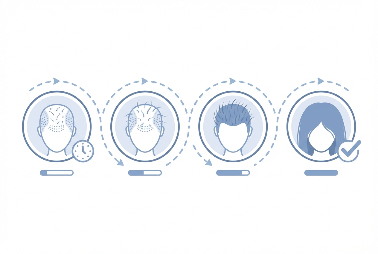 모발이식 전체 회복 기간 타임라인 인포그래픽