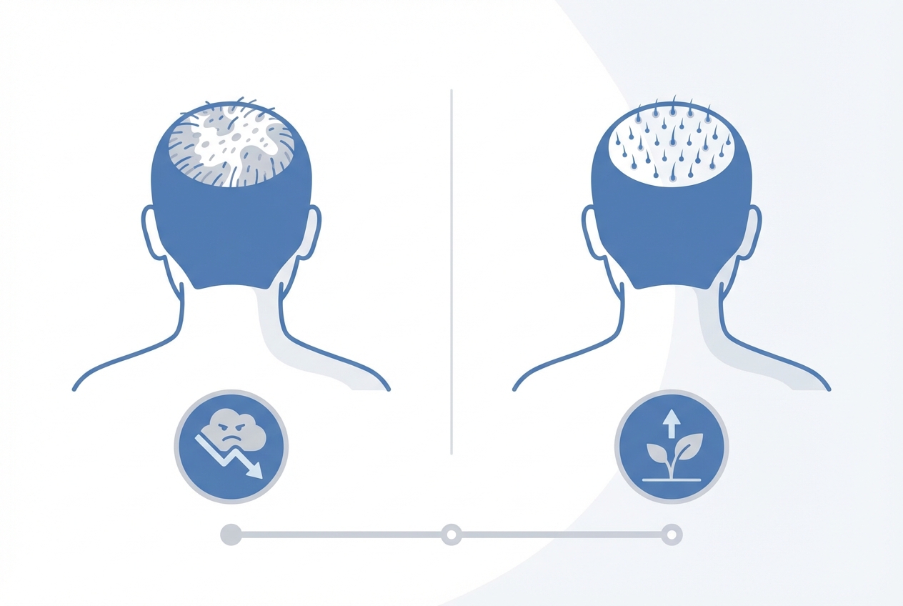 모발이식 2개월 차 상태와 심리 변화 인포그래픽