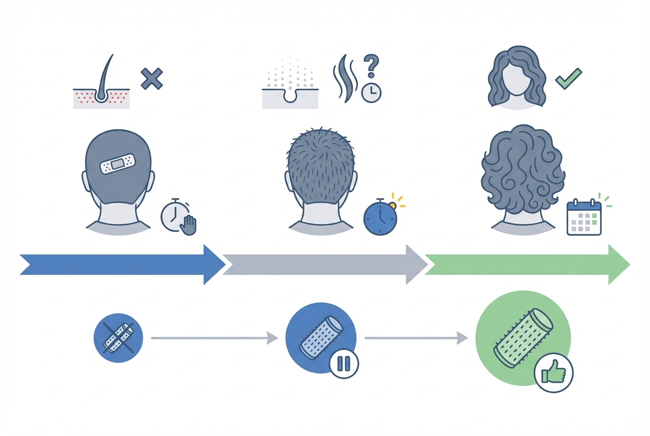 모발이식 후 파마 가능 시기 타임라인 인포그래픽