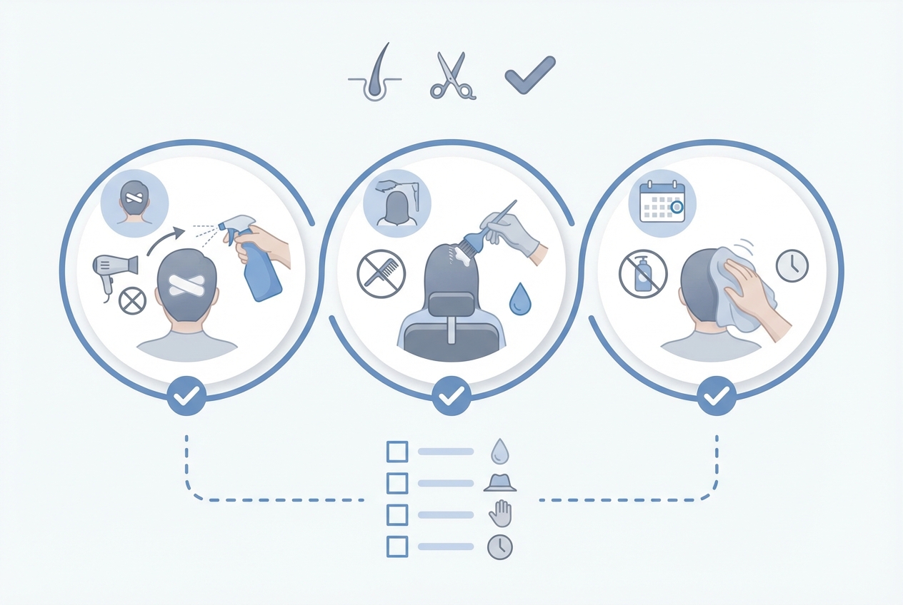 모발이식 후 미용실 방문 주의사항 체크리스트 인포그래픽