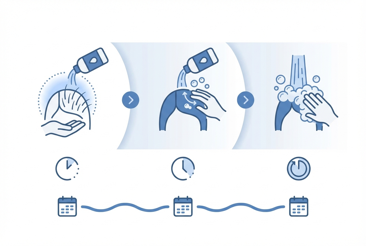 모발이식 후 일자별 샴푸 방법 타임라인 인포그래픽