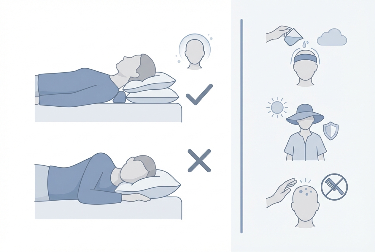 모발이식 후 수면 자세와 일상생활 주의사항 인포그래픽