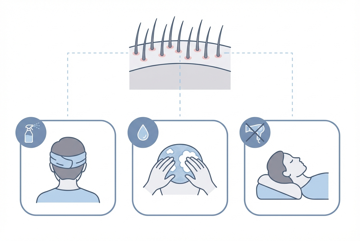 모발이식 1주차 두피 상태와 관리법 인포그래픽