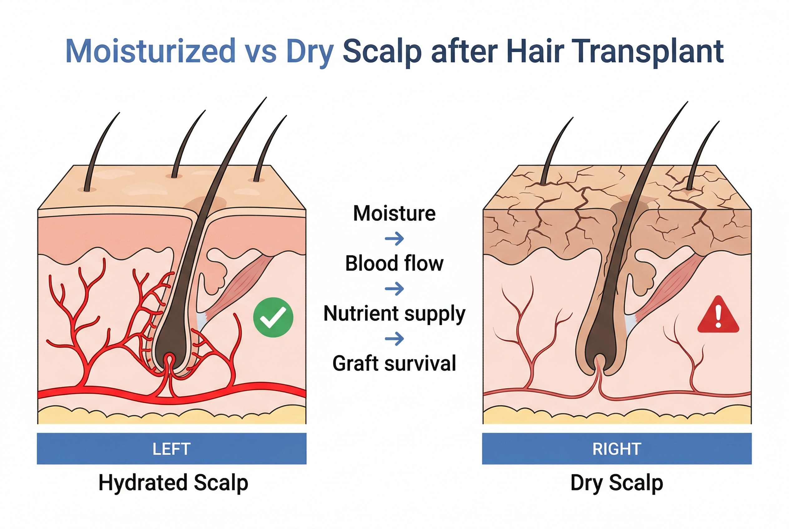 모발이식 후 두피 보습과 생착률 관계 인포그래픽