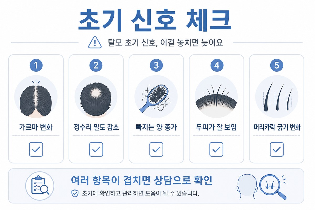 탈모 초기 증상 5가지 체크리스트 인포그래픽