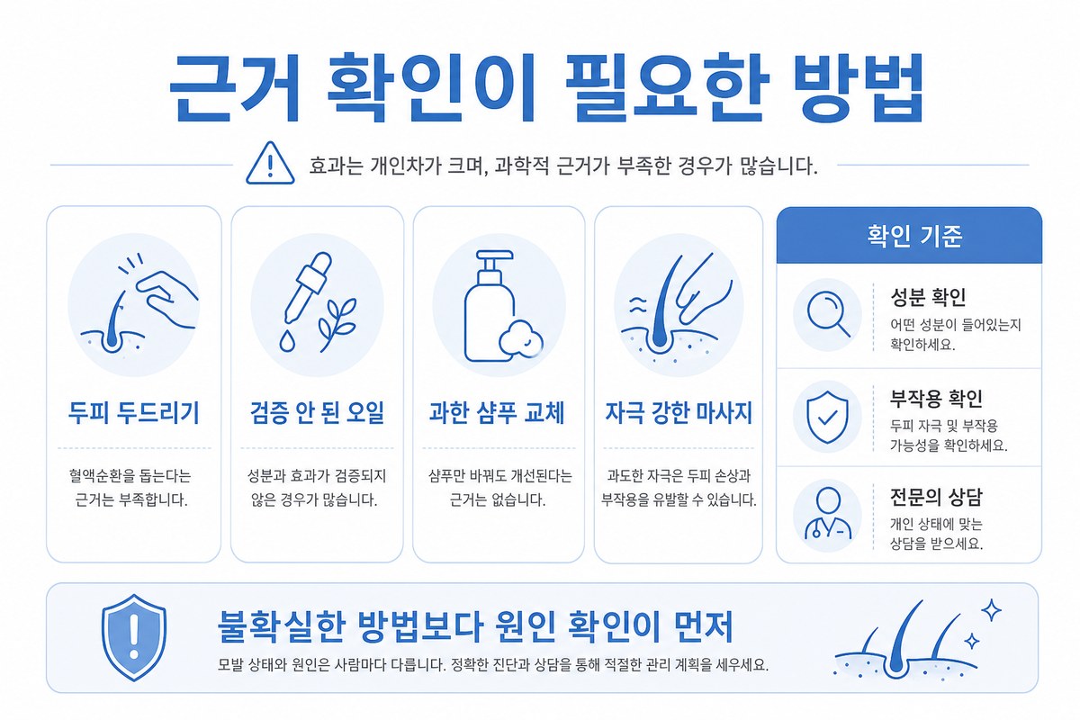 탈모 민간요법 효과 없는 방법 정리 인포그래픽