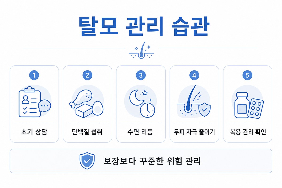 검증된 탈모 예방법 5가지 요약 인포그래픽