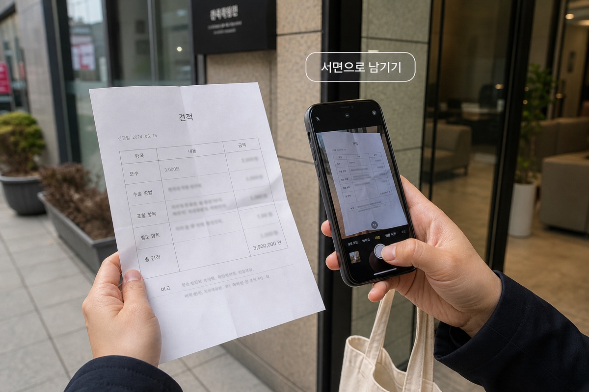 모발이식 견적 확인 체크리스트 인포그래픽