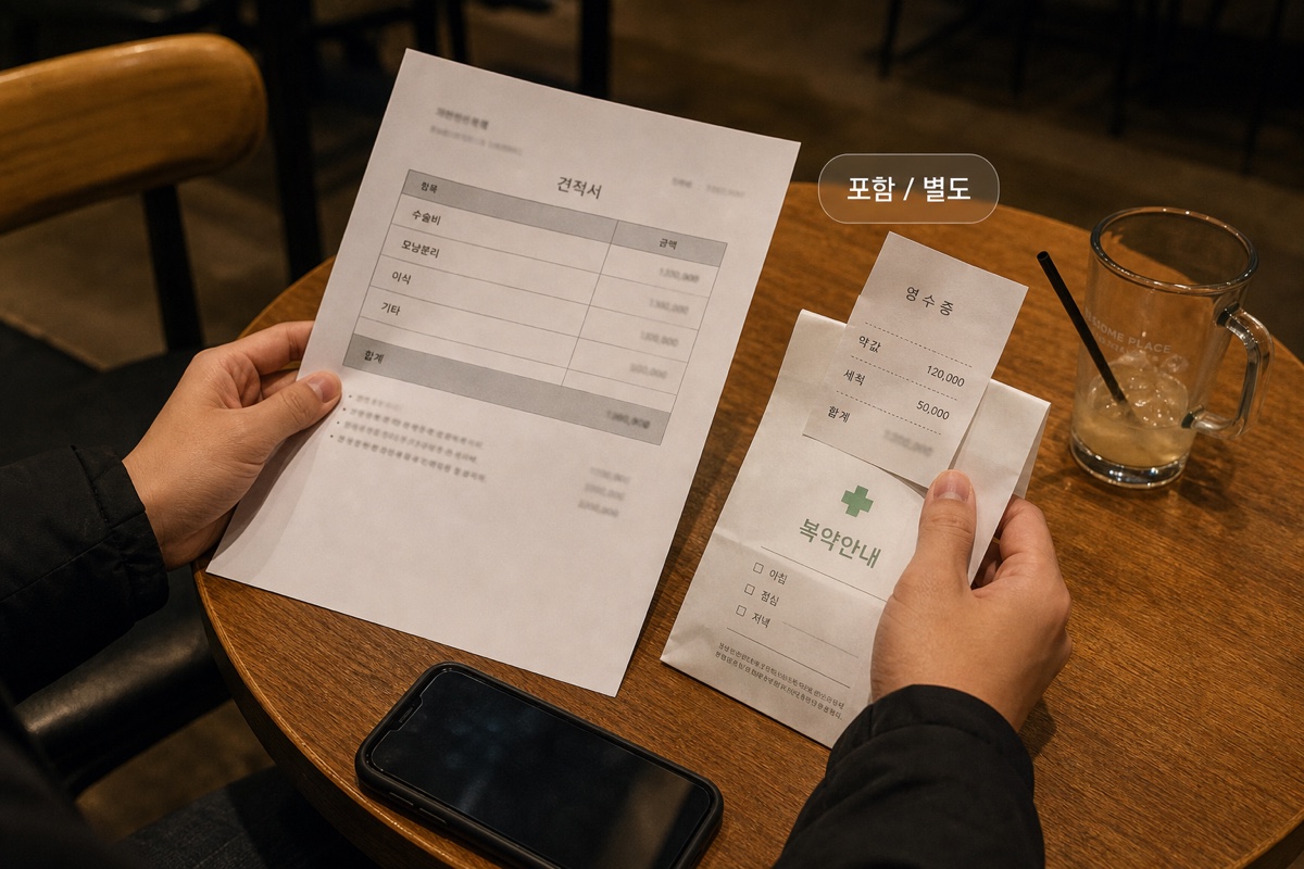 모발이식 비용 포함 항목과 별도 비용 비교 인포그래픽