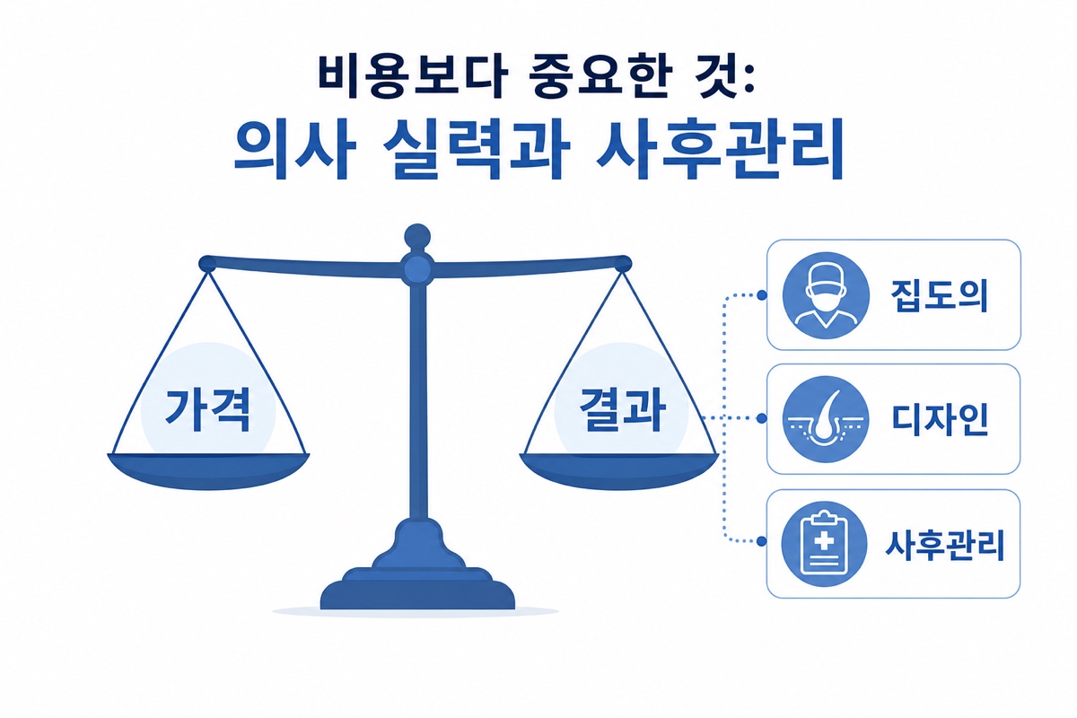모발이식에서 비용보다 중요한 기준 인포그래픽