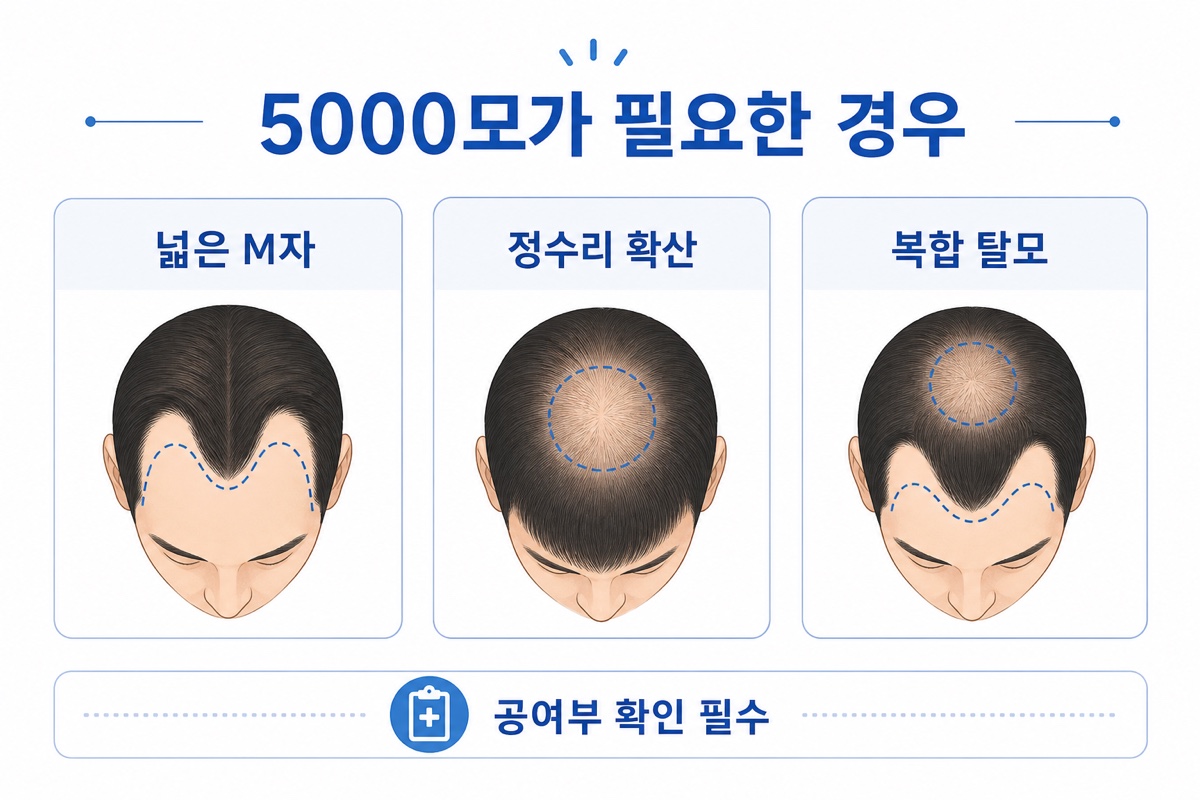 모발이식 5000모가 필요한 탈모 유형 인포그래픽