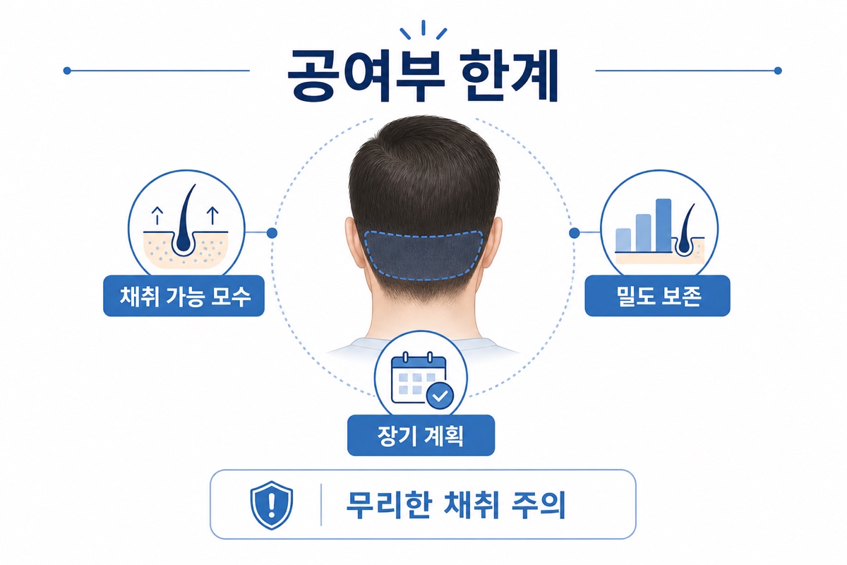 모발이식 공여부 한계와 채취 가능 모수 인포그래픽