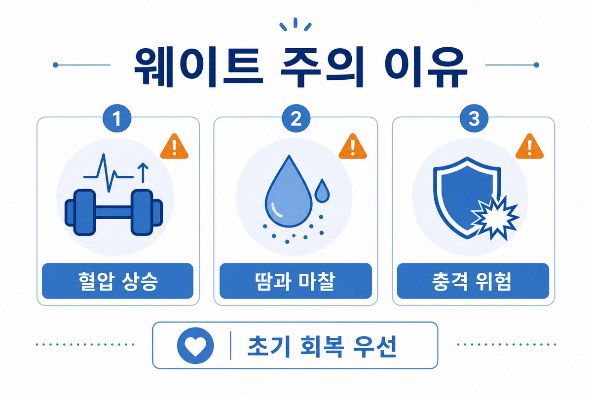 모발이식 후 웨이트 위험 요소 인포그래픽
