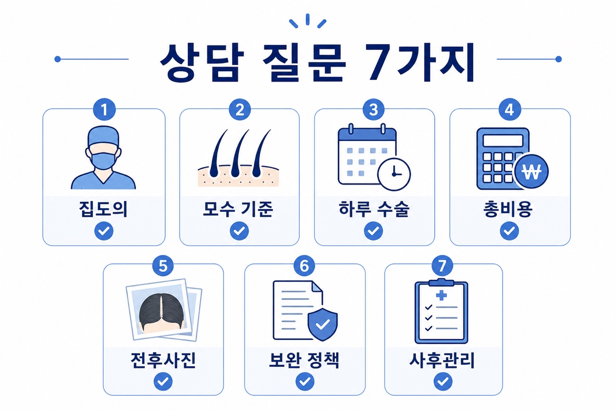 모발이식 병원 상담 시 질문 리스트 인포그래픽