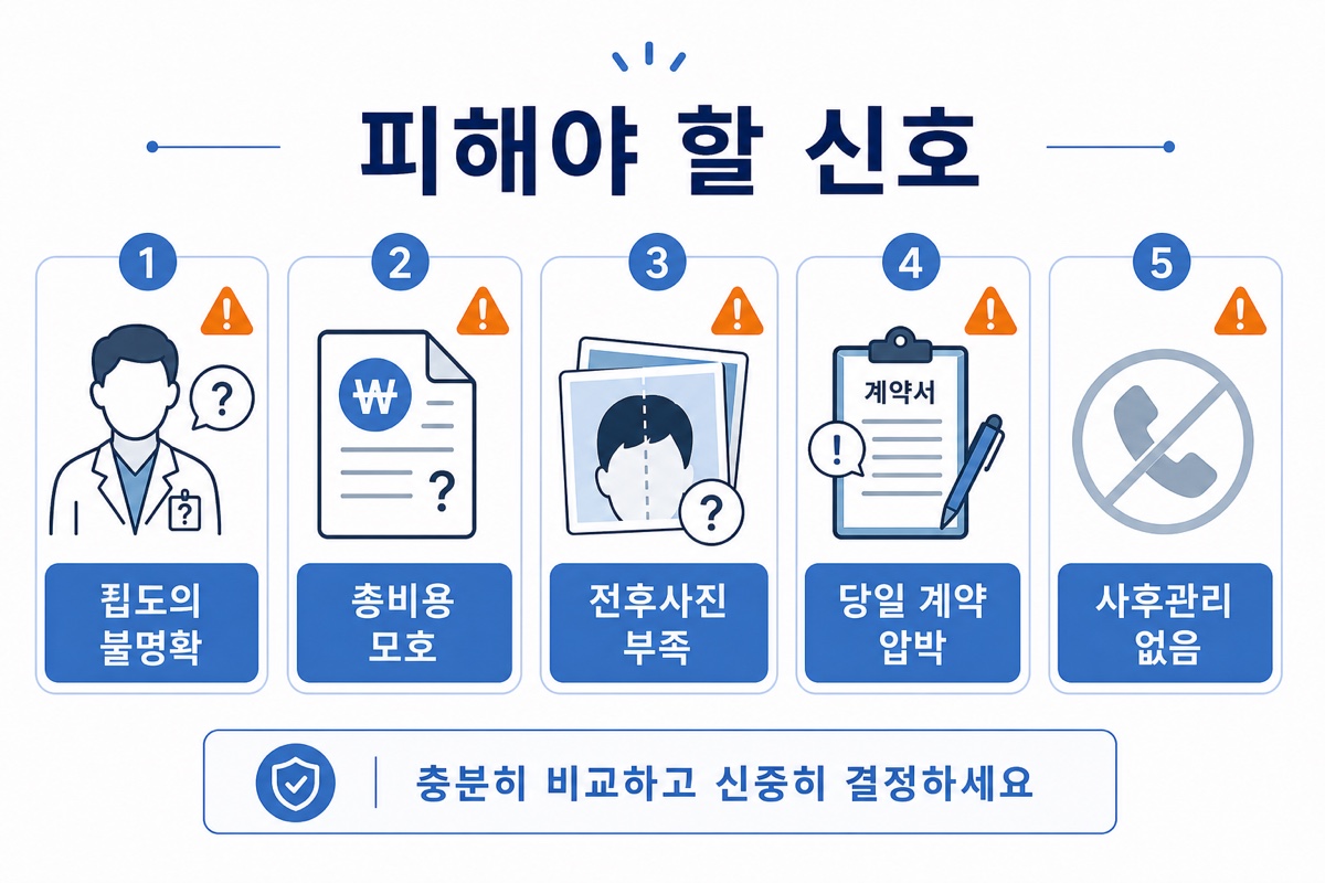 모발이식 병원 레드플래그 경고 인포그래픽