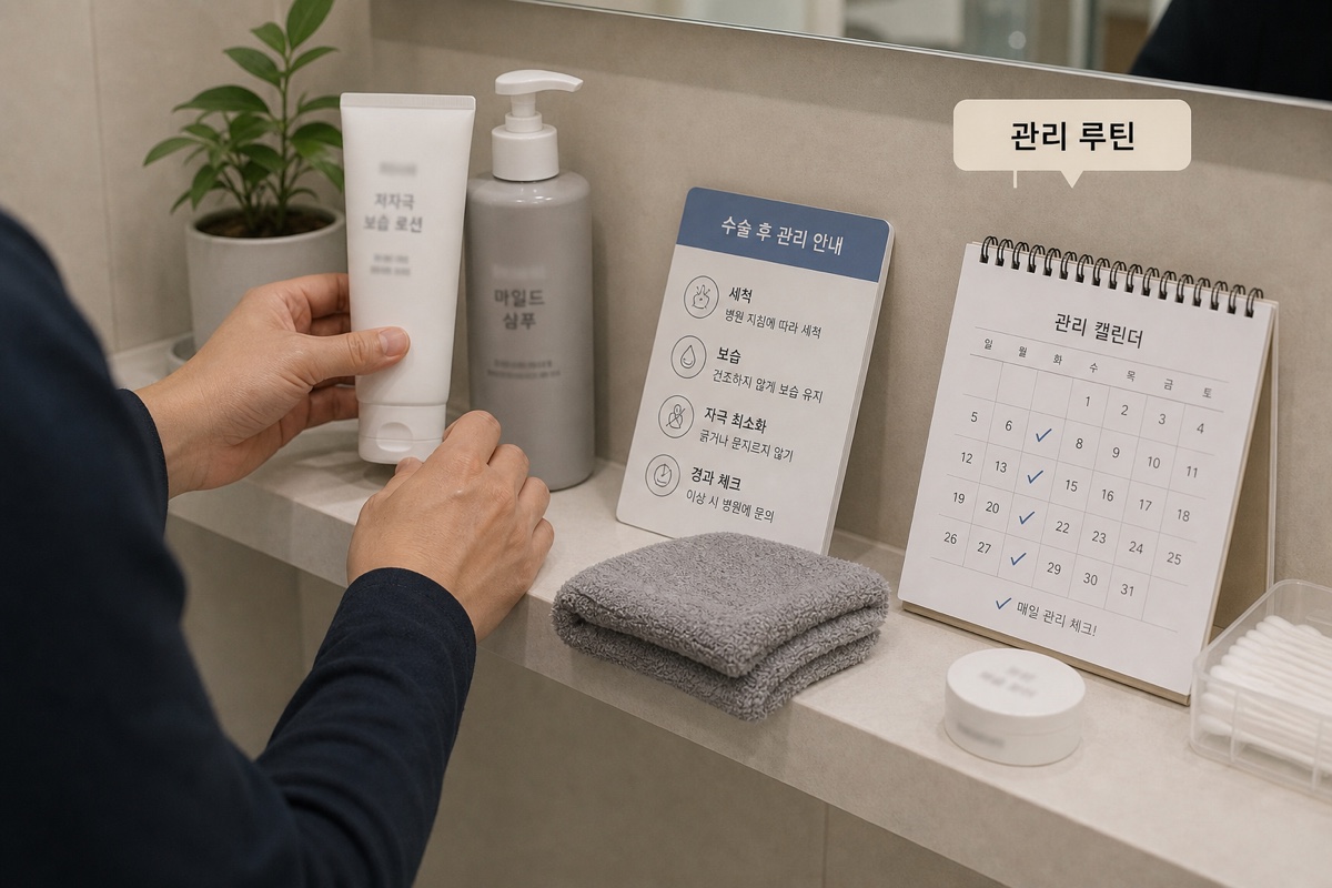 모발이식 절개 흉터 관리법 단계별 인포그래픽