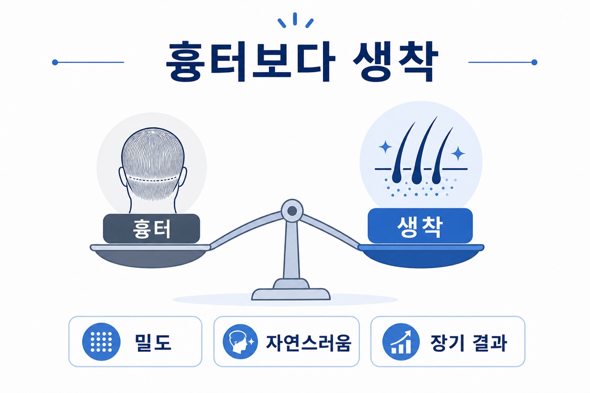 모발이식 흉터와 생착률 중요도 비교 인포그래픽