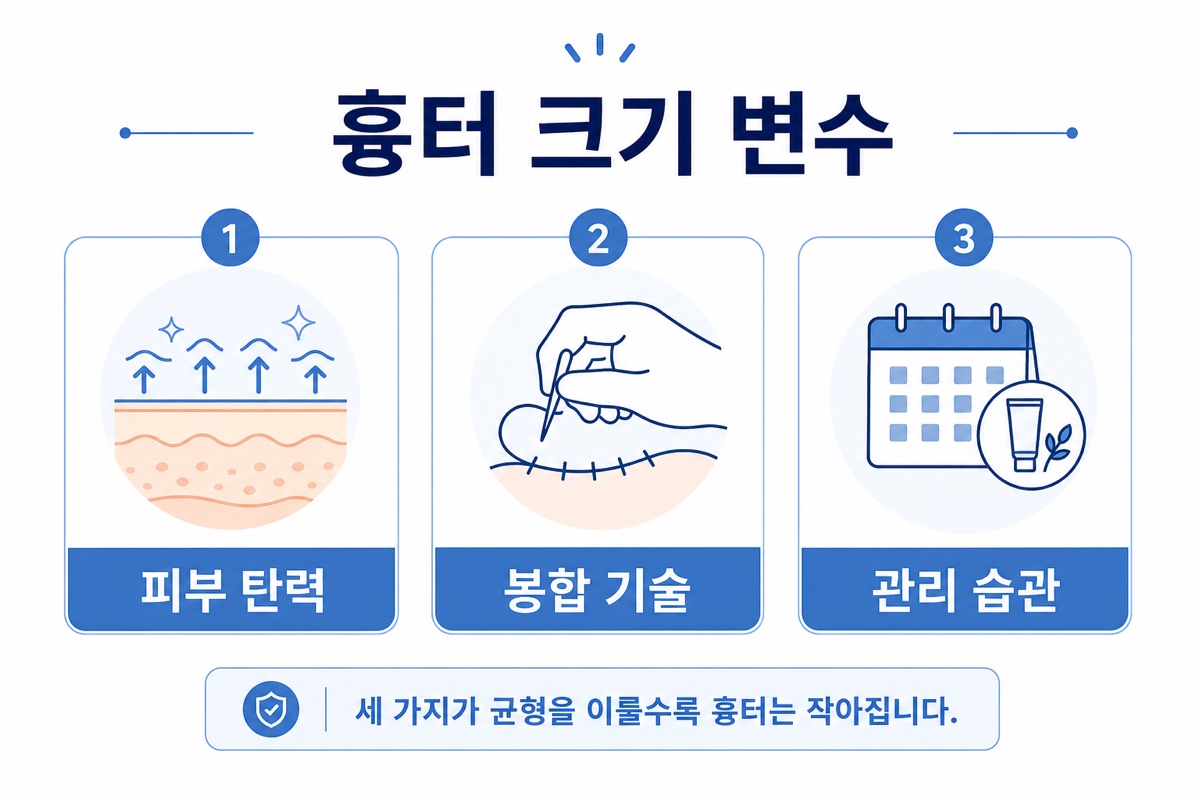 모발이식 절개 흉터 크기에 영향을 주는 요인 인포그래픽