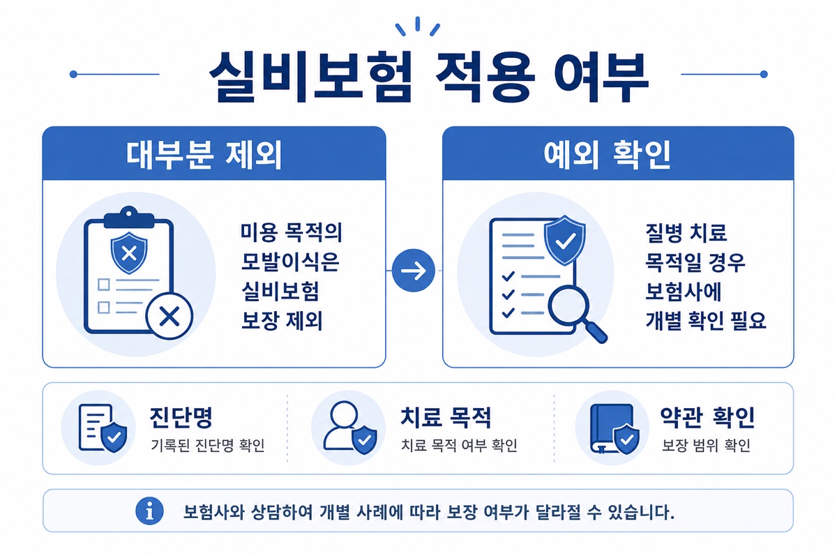 모발이식 실비보험 적용 여부 인포그래픽
