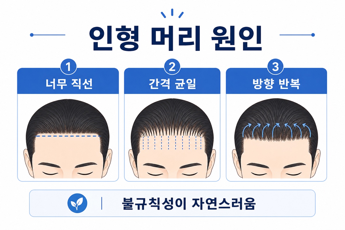 모발이식 인형 머리 현상 원인 설명 인포그래픽