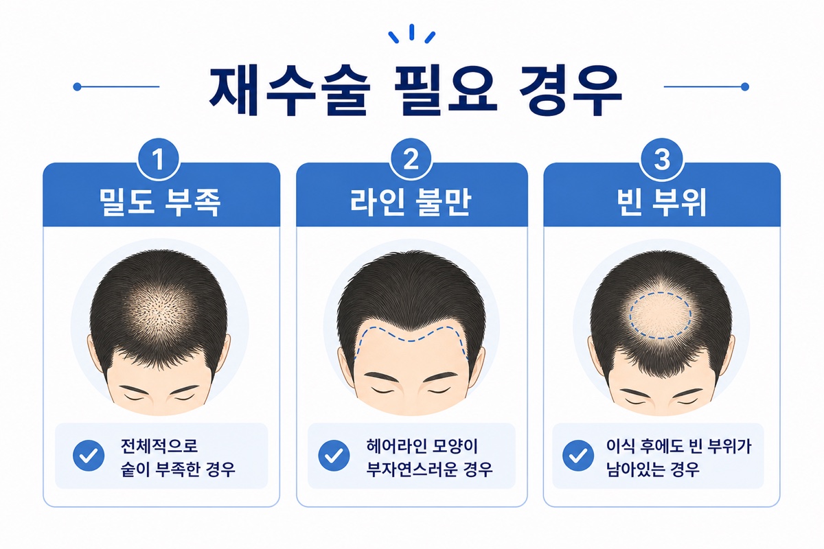 모발이식 재수술이 필요한 3가지 경우 인포그래픽