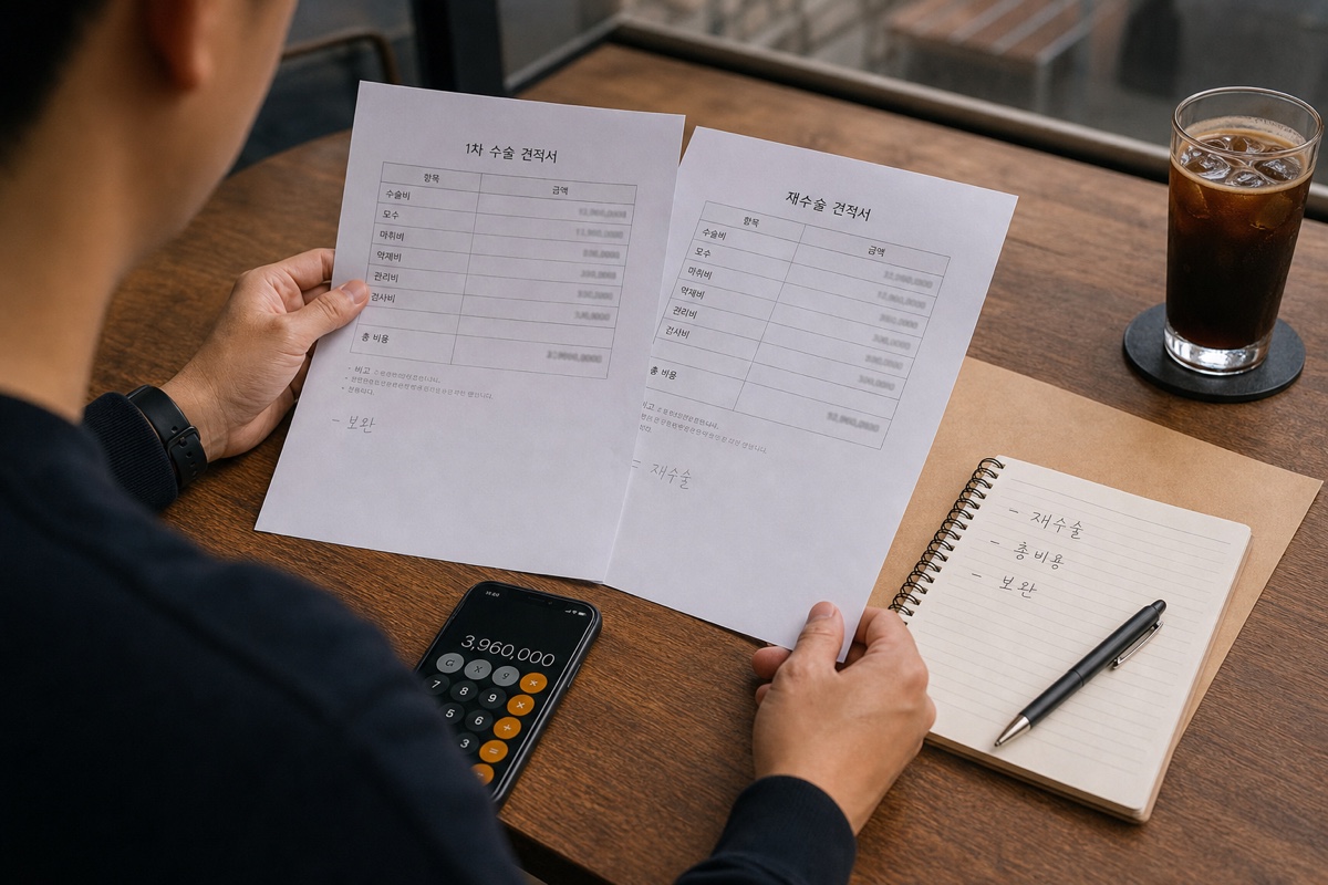 모발이식 재수술 비용 비교 인포그래픽