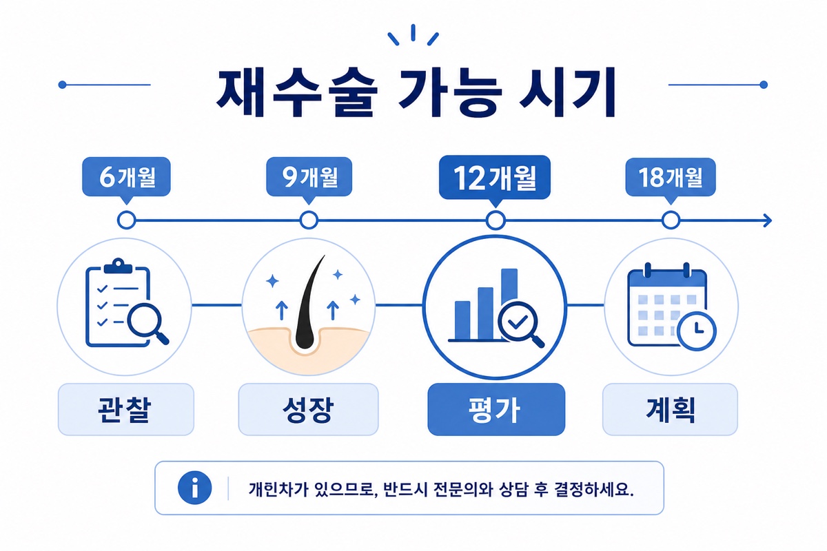 모발이식 재수술 가능 시기 타임라인 인포그래픽