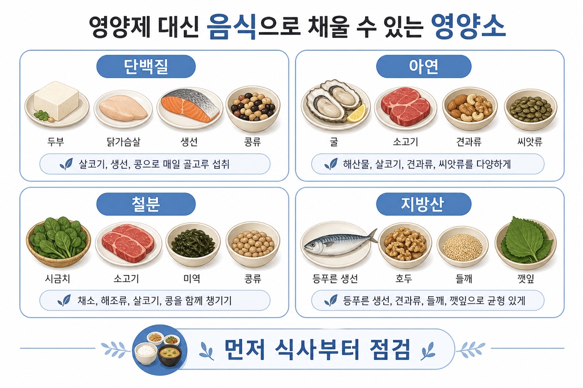 영양제 대신 음식으로 섭취 가능한 모발 영양소 인포그래픽