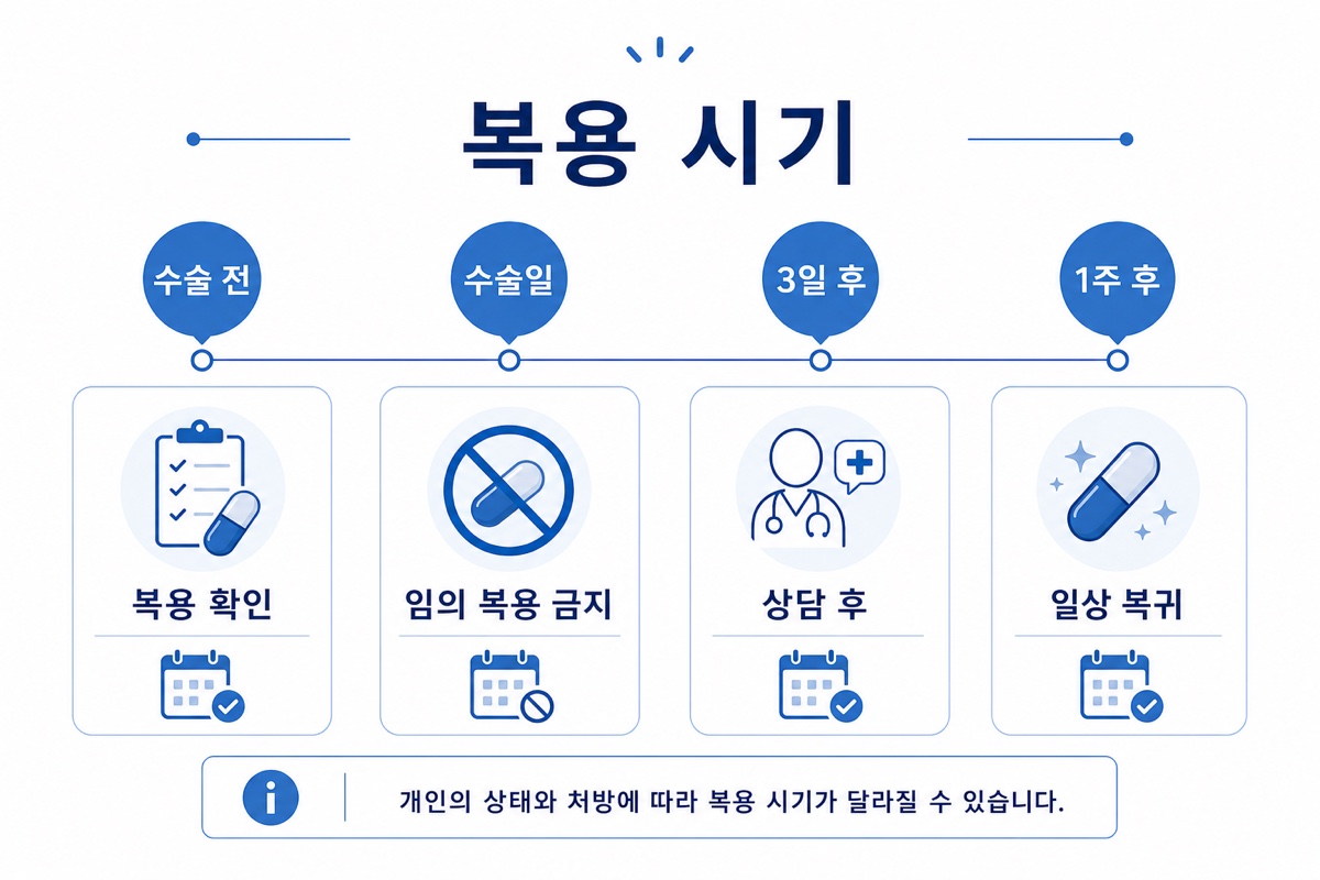 모발이식 후 영양제 복용 시기 타임라인 인포그래픽