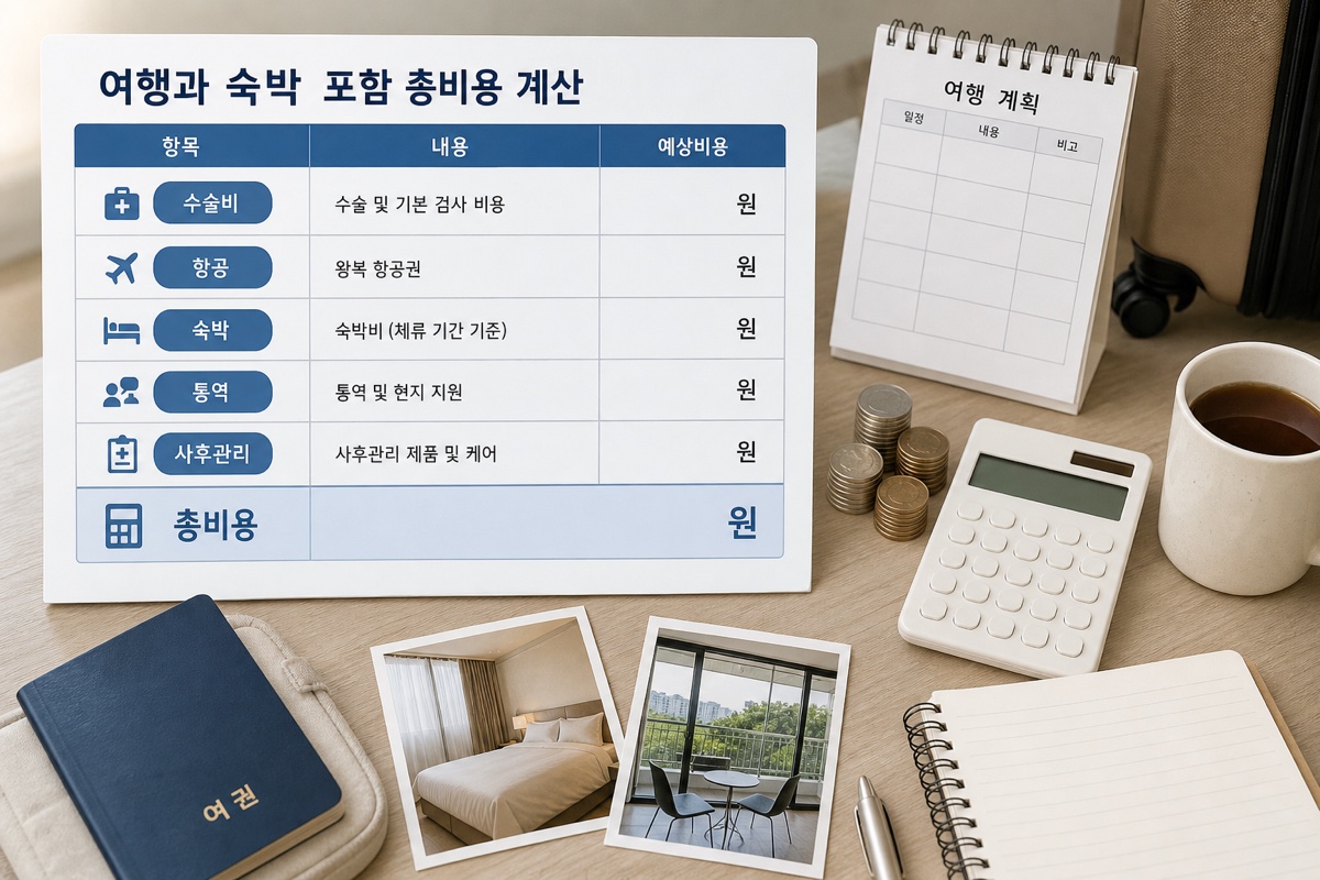 터키 모발이식 여행 숙박 포함 총비용 계산 인포그래픽