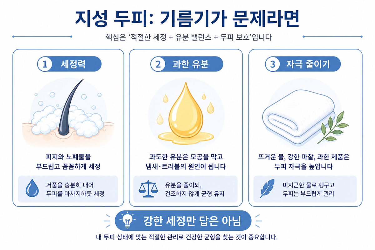 지성 두피 관리법 샴푸 선택 가이드 인포그래픽