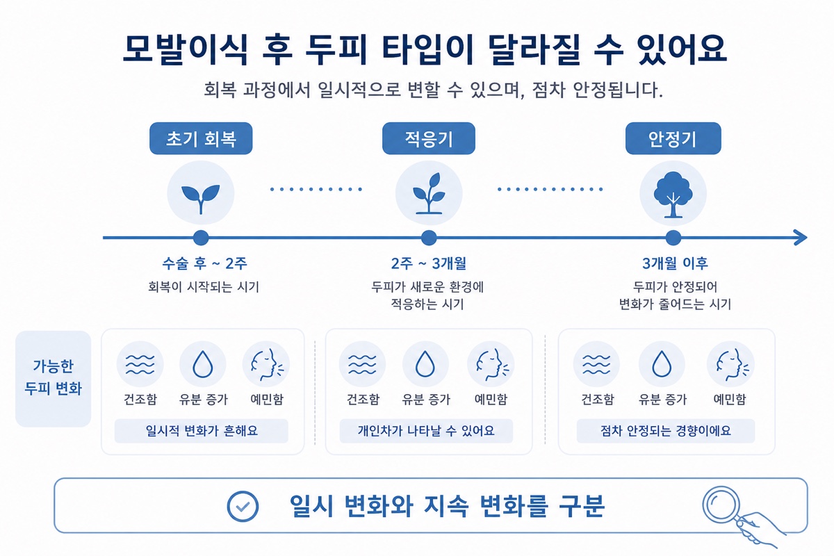 모발이식 후 두피 타입 변화 설명 인포그래픽
