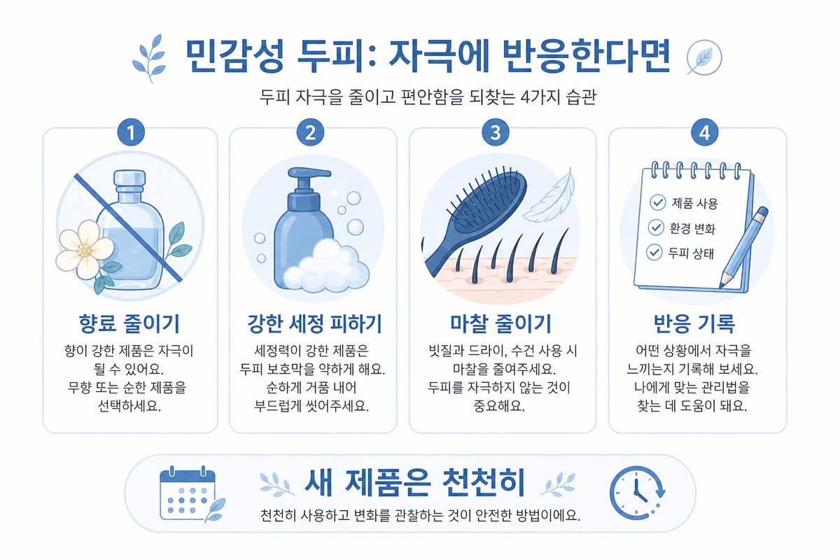민감성 두피 관리법 저자극 관리 가이드 인포그래픽
