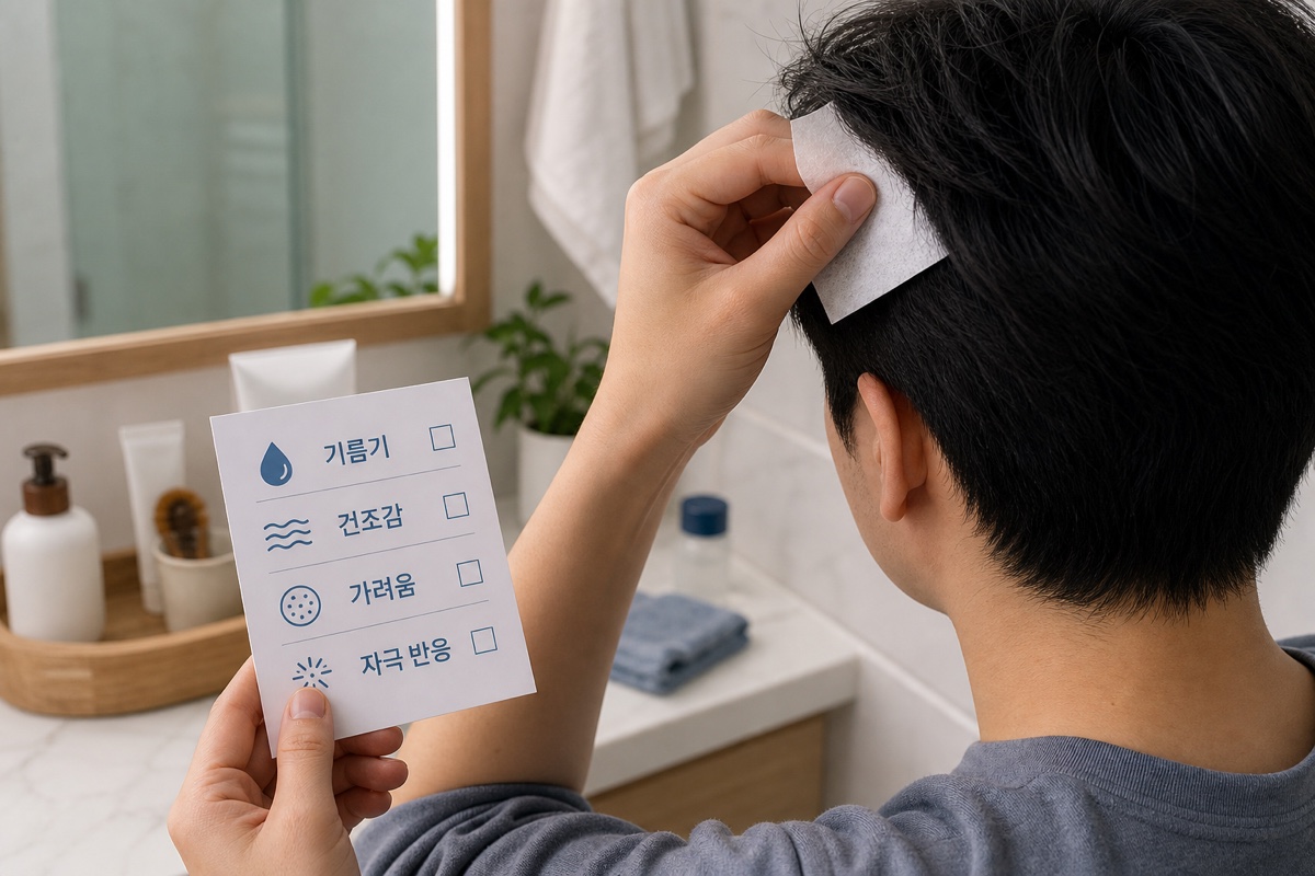 두피 타입 자가 확인법 지성 건성 민감성 인포그래픽