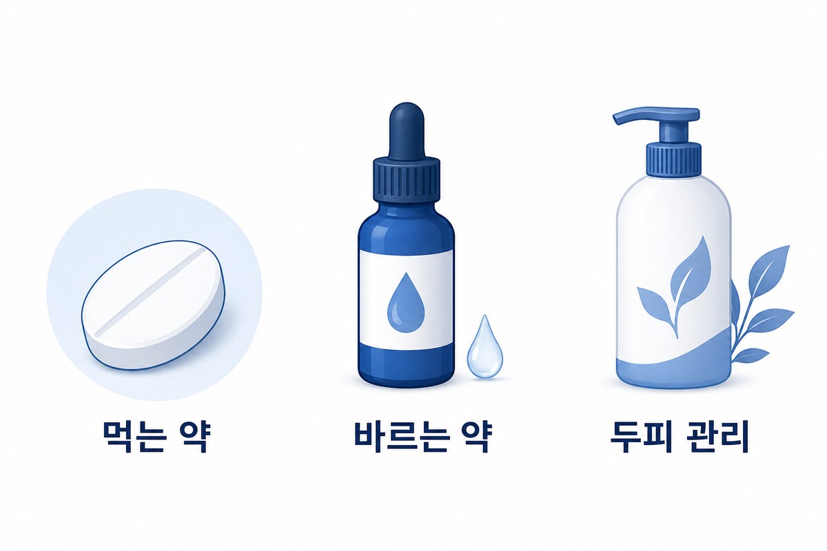 탈모 초기 치료 옵션 비교 인포그래픽