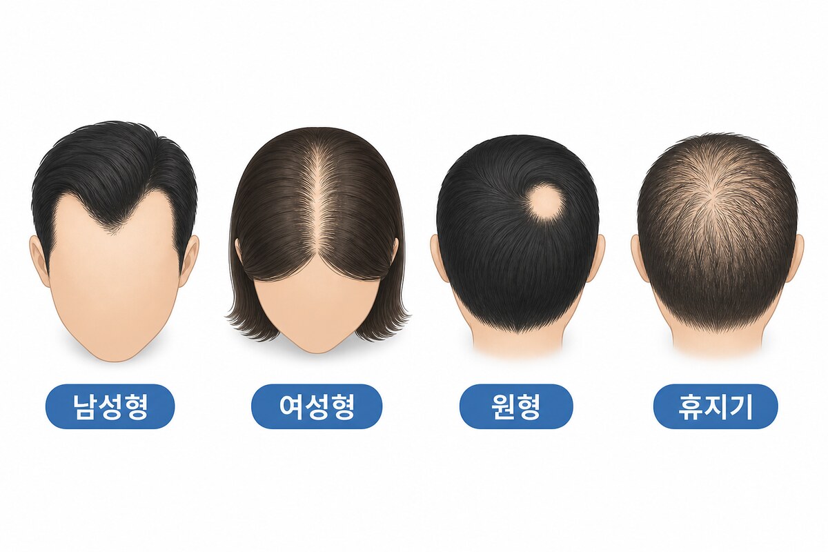 탈모 유형 4가지 비교 인포그래픽