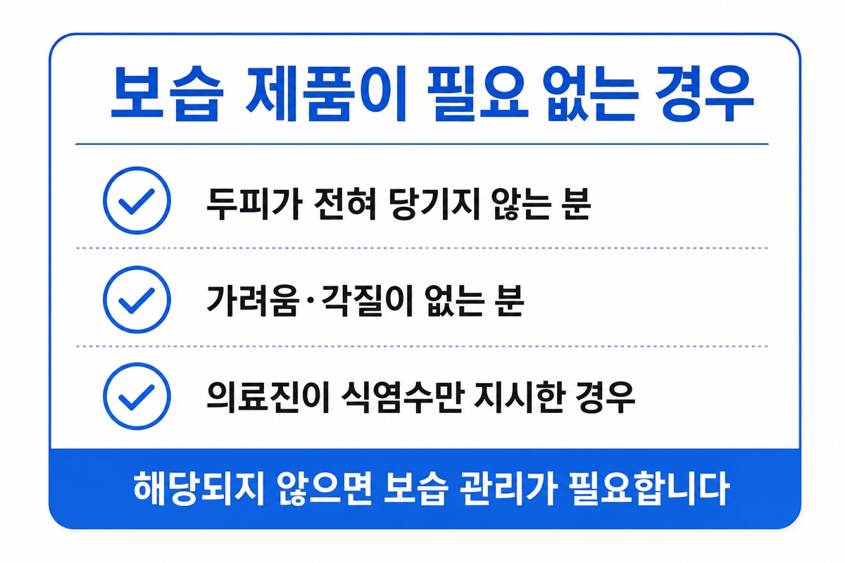 모발이식 후 보습 제품 불필요한 경우 체크리스트 인포그래픽