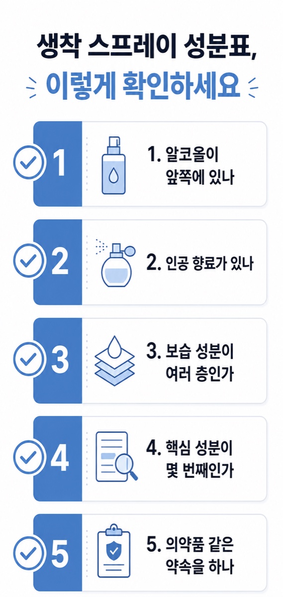 생착 스프레이 성분표 확인 5단계 체크리스트